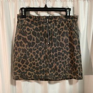 Cheetah Print Denim Skirt